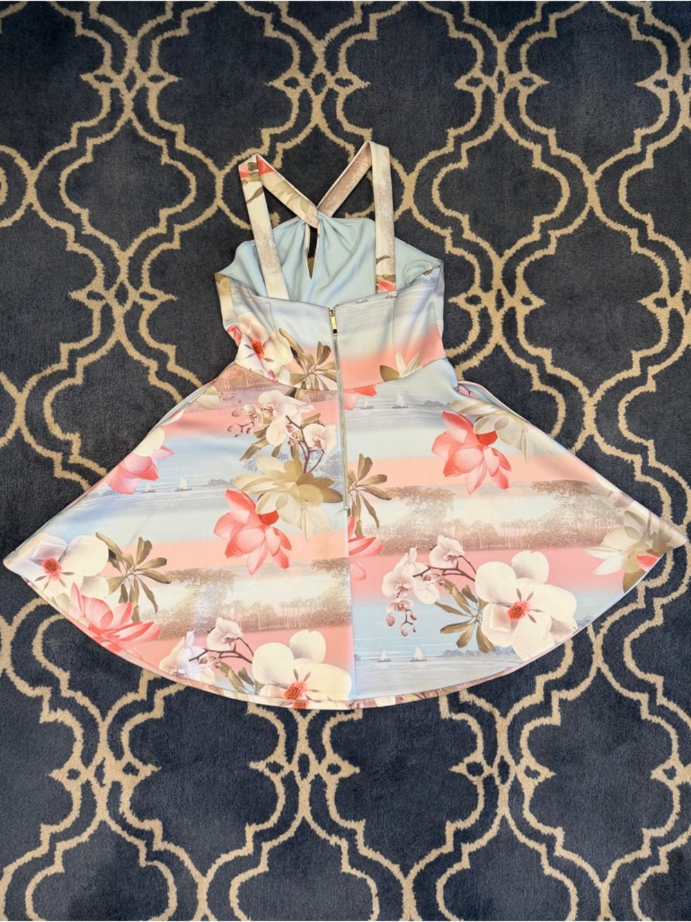 NWT Ted Baker Umerta Mint Choc Chip Floral Skater Dress - Picture 2 of 3